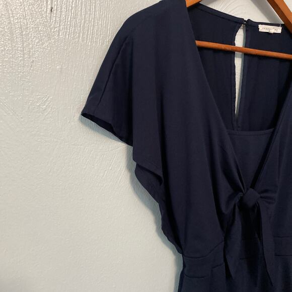 Copper Key Navy Flutter Sleeve Stretch Romper Attached Spaghetti Strap Tank XS - Picture 5 of 14